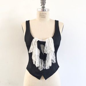 L.A.M.B. Fall 2005 Black w/ White Lace Corset Top